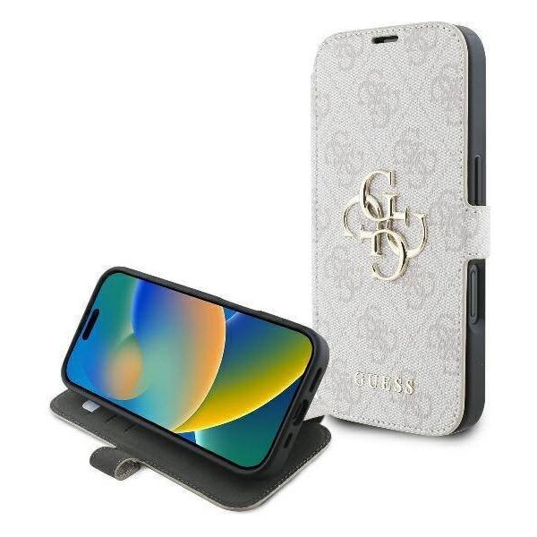 Original Case IPHONE 16 Guess Book 4G Metal Logo (GUBKP16S4GMGPI) pink 3666339346225