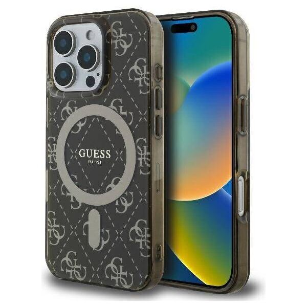 Original Case IPHONE 16 PRO Guess Hardcase IML 4G Background MagSafe (GUHMP16LH4DTEW) brown 3666339301729