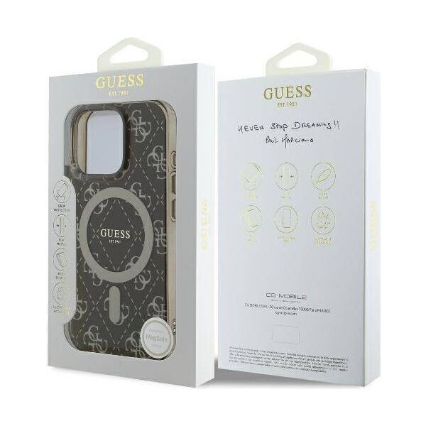 Original Case IPHONE 16 PRO Guess Hardcase IML 4G Background MagSafe (GUHMP16LH4DTEW) brown 3666339301729