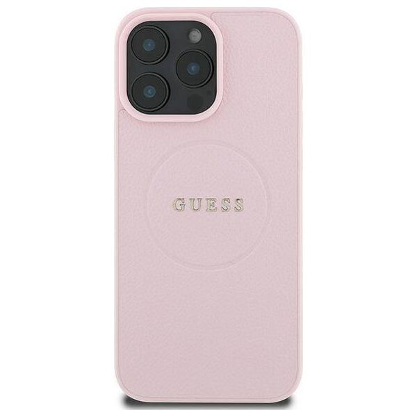 Original Case IPHONE 16 PRO Guess Hardcase Grained Ring MagSafe (GUHMP16LPGHSMMP) pink 3666339303976