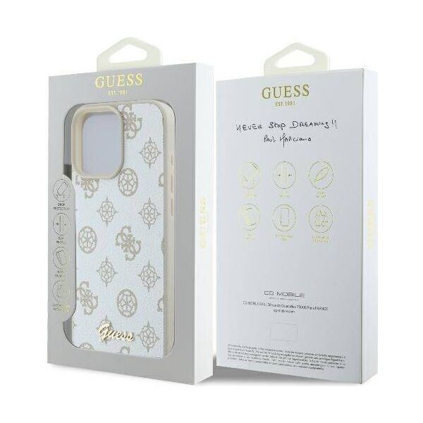 Original Case IPHONE 16 PRO Guess Hardcase Peony Script Logo MagSafe (GUHMP16LPGPYSH) white 3666339345587