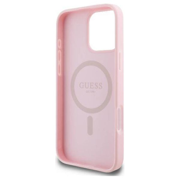 Original Case IPHONE 16 PRO Guess Hardcase Peony Script Logo MagSafe (GUHMP16LPGPYSP) pink 3666339345549
