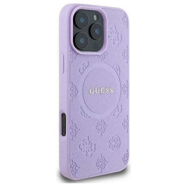Original Case IPHONE 16 PRO Guess Hardcase Saffiano Peony Classic Logo MagSafe (GUHMP16LPSAPSMEU) purple 3666339328269