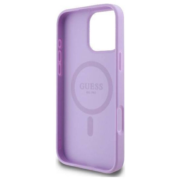 Original Case IPHONE 16 PRO Guess Hardcase Saffiano Peony Classic Logo MagSafe (GUHMP16LPSAPSMEU) purple 3666339328269
