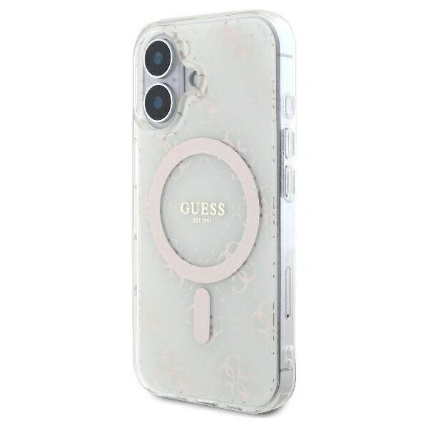 Original Case IPHONE 16 PLUS Guess Hardcase IML 4G Background MagSafe (GUHMP16MH4DTEH) white 3666339302160