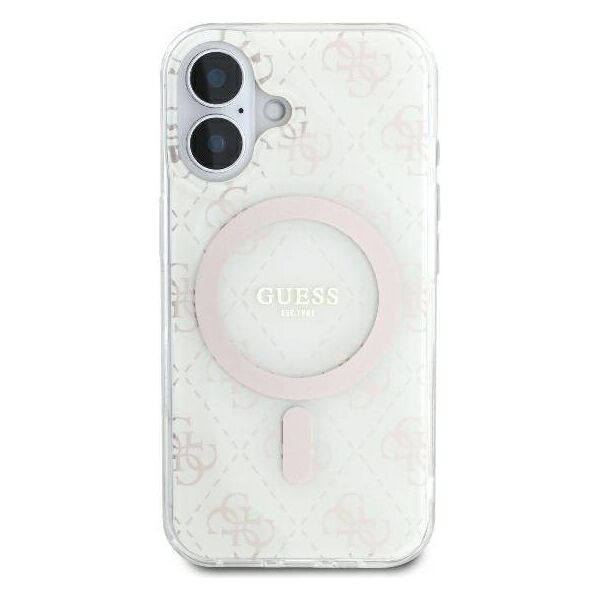 Original Case IPHONE 16 PLUS Guess Hardcase IML 4G Background MagSafe (GUHMP16MH4DTEH) white 3666339302160