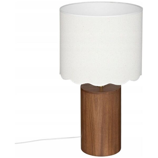 Lampa stołowa Atmosphera Lampa stołowa z białym abażurem VANIA, drewniana podstawa, Ø 28 cm
