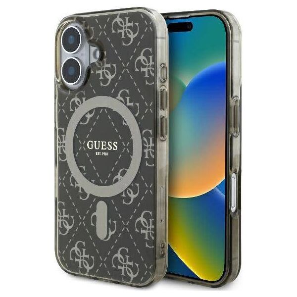 Original Case IPHONE 16 Guess Hardcase IML 4G Background MagSafe (GUHMP16SH4DTEW) brown 3666339301705