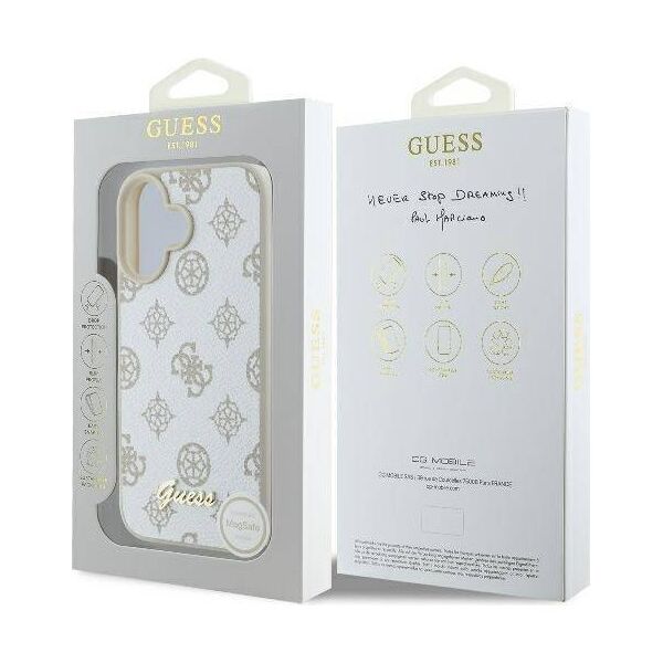 Original Case IPHONE 16 Guess Hardcase Peony Script Logo MagSafe (GUHMP16SPGPYSH) white 3666339345563