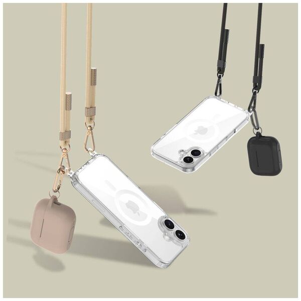 Case IPHONE 16 Tech-Protect Flexair Chain MagSafe Black & Taupe transparent 5906302311705