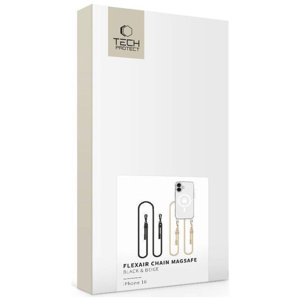 Case IPHONE 16 Tech-Protect Flexair Chain MagSafe Black & Taupe transparent 5906302311705