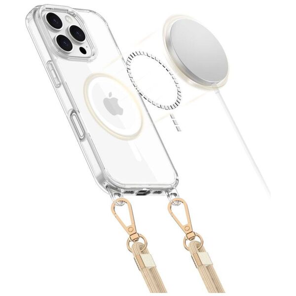 Case IPHONE 16 PRO Tech-Protect Flexair Chain MagSafe Black & Taupe transparent 5906302311729