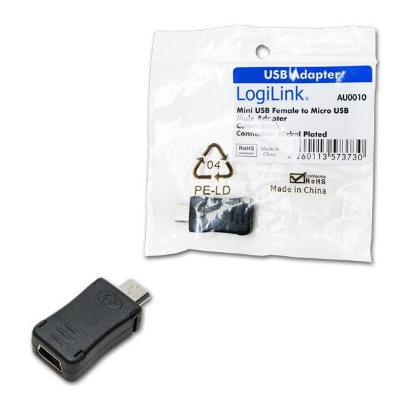 Adapter USB LogiLink microUSB - miniUSB Czarny  (AU0010)