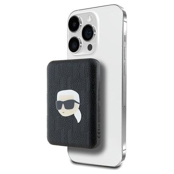 Powerbank Karl Lagerfeld Karl Lagerfeld Powerbank indukcyjny KLPB5FPGKSKIHK 15W 5000mAh czarny/black Karl Head Pin MagSafe