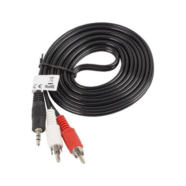 Kabel Lanberg Jack 3.5mm - RCA (Cinch) x2 2m czarny (CA-MJRC-10CC-0025-BK)