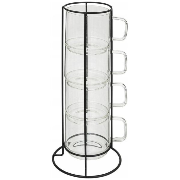 Secret de Gourmet Szklane filiżanki do kawy na stojaku GLASS, 300 ml
