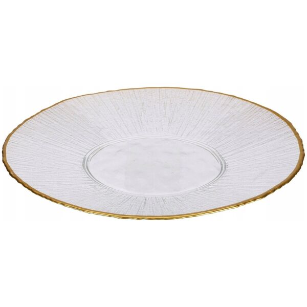 Home Styling Collection Szklany talerz płaski ze złotą obwódką DATURA, 28 cm