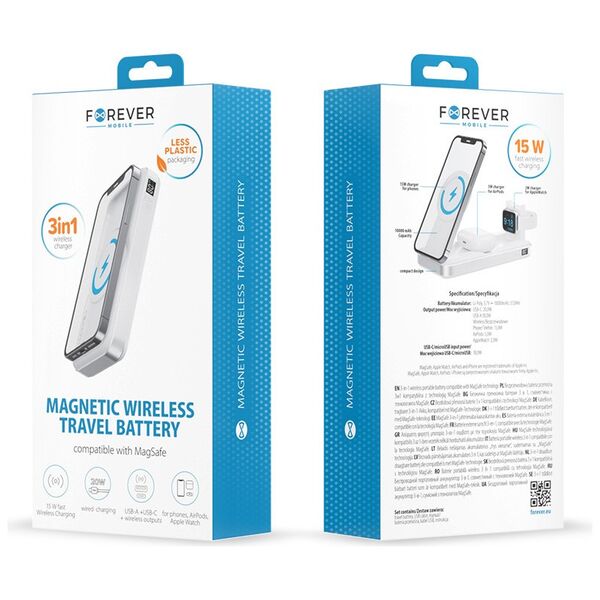Forever MAWC-300 magnetic wireless charger Qi2 15W silver 5907457788541