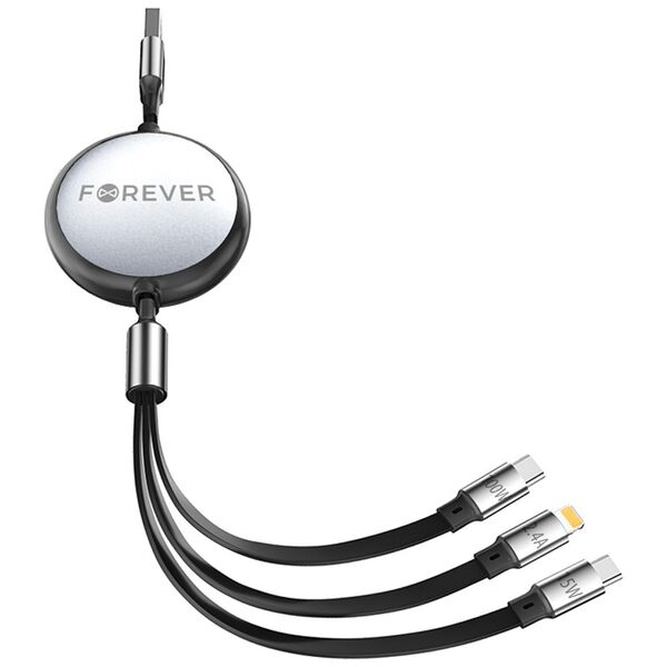 Forever 3in1 cable USB - Lightning + 2x USB-C 1,2 m 100W black 5907457787322