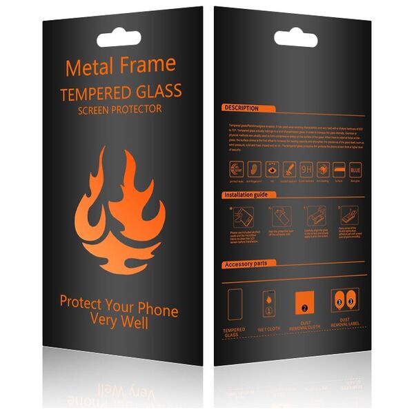 Tempered glass metal frame for iPhone 14 Pro Max 6,7&quot; black frame 5900495756299