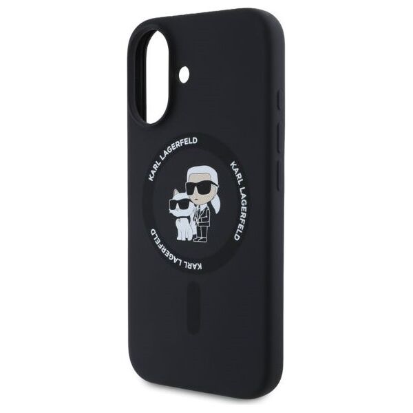 Karl Lagerfeld case for iPhone 16 6,1&quot; KLHMP16SSCMKCRHK black hardcase Silicone KC Heads Ring MagSafe 3666339318642