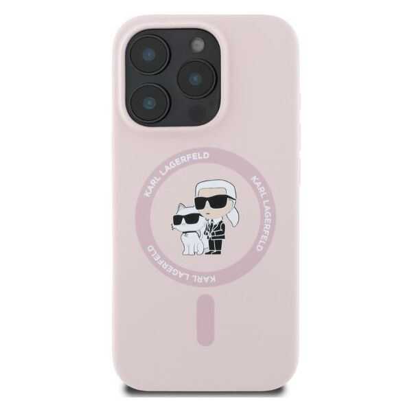 Karl Lagerfeld case for iPhone 16 Pro 6,3&quot; KLHMP16LSCMKCRHP pink hardcase Silicone KC Heads Ring MagSafe 3666339318789