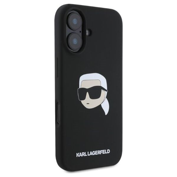 Karl Lagerfeld case for iPhone 16 6,1&quot; KLHMP16SSKHPPLK black hardcase Silicone KL Head Print MagSafe 3666339319649