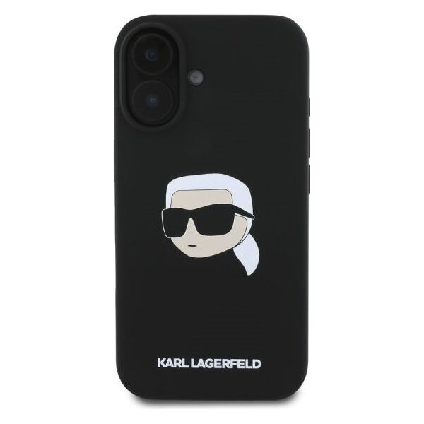 Karl Lagerfeld case for iPhone 16 6,1&quot; KLHMP16SSKHPPLK black hardcase Silicone KL Head Print MagSafe 3666339319649