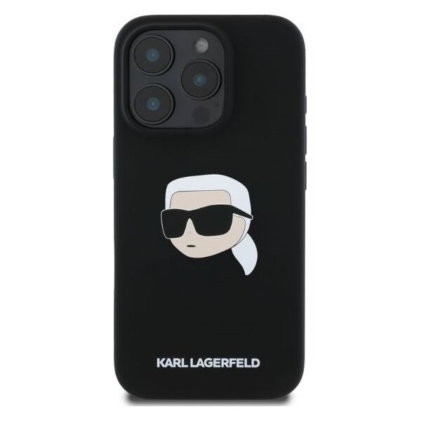 Karl Lagerfeld case for iPhone 16 Pro 6,3&quot; KLHMP16LSKHPPLK black hardcase Silicone KL Head Print MagSafe 3666339319663