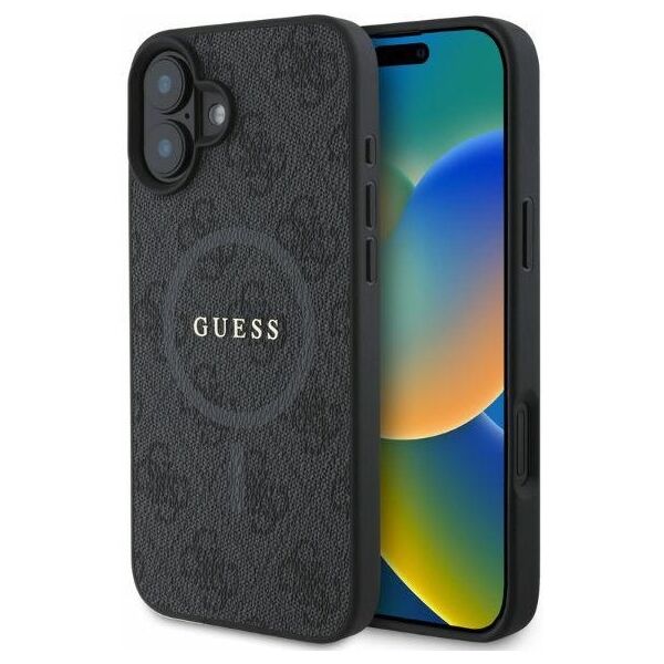 Guess case for iPhone 16 6,1&quot; GUHMP16SG4GFRK black hardcase 4G Ring Classic Logo MagSafe 3666339327200