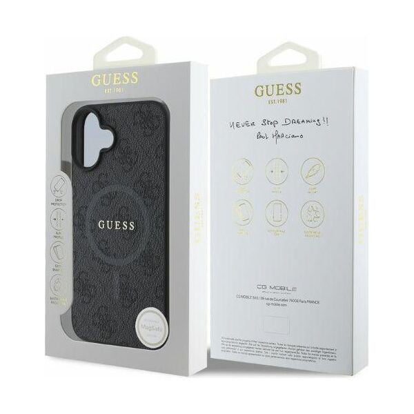 Guess case for iPhone 16 6,1&quot; GUHMP16SG4GFRK black hardcase 4G Ring Classic Logo MagSafe 3666339327200