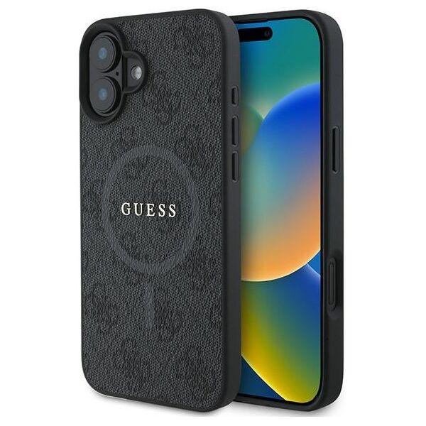 Guess case for iPhone 16 Plus 6,7&quot; GUHMP16MG4GFRK black hardcase 4G Ring Classic Logo MagSafe 3666339327217
