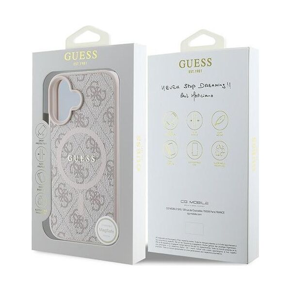 Guess case for iPhone 16 Plus 6,7&quot; GUHMP16MG4GFRP pink hardcase 4G Ring Classic Logo MagSafe 3666339327330