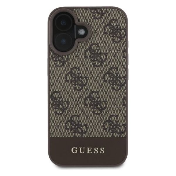Guess case for iPhone 16 6,1&quot; GUHCP16SG4GLBR brown hardcase 4G Bottom Stripe 3666339344924