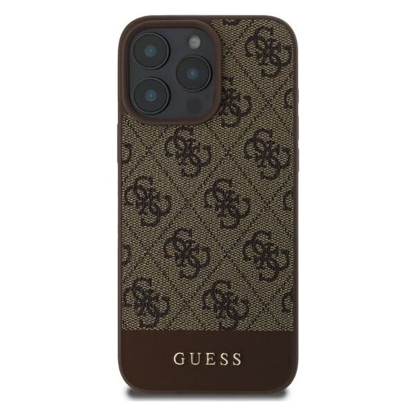 Guess case for iPhone 16 Pro Max 6,9&quot; GUHCP16XG4GLBR brown hardcase 4G Bottom Stripe 3666339344955