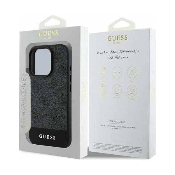 Guess case for iPhone 16 Pro Max 6,9&quot; GUHCP16XG4GLGR grey hardcase 4G Bottom Stripe 3666339344993