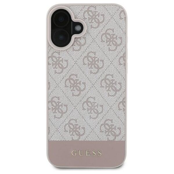 Guess case for iPhone 16 Plus 6,7&quot; GUHCP16MG4GLPI pink hardcase 4G Bottom Stripe 3666339345457