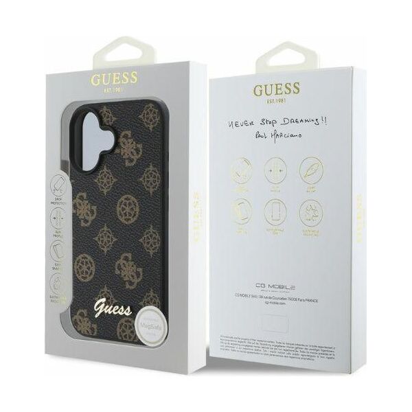 Guess case for iPhone 16 6,1&quot; GUHMP16SPGPYSK black hardcase Peony Script MagSafe 3666339342326