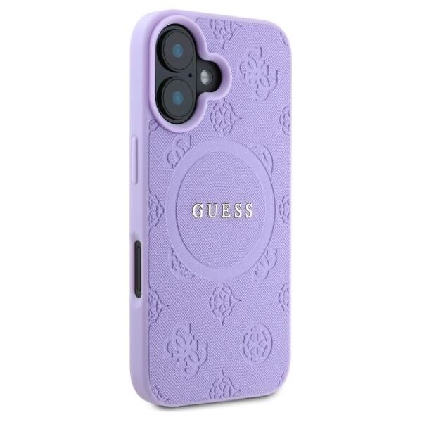 Guess case for iPhone 16 6,1&quot; GUHMP16SPSAPSMEU purple hardcase Saffiano Peony Classic Logo MagSafe 3666339328245