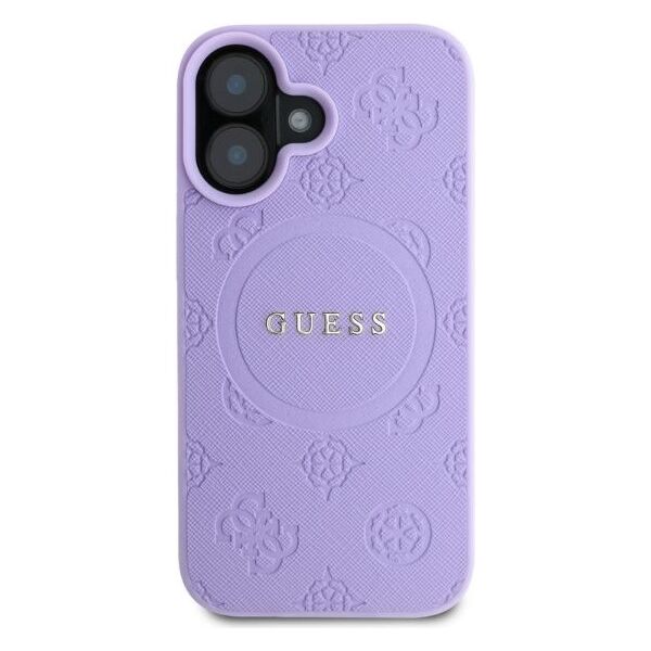 Guess case for iPhone 16 6,1&quot; GUHMP16SPSAPSMEU purple hardcase Saffiano Peony Classic Logo MagSafe 3666339328245