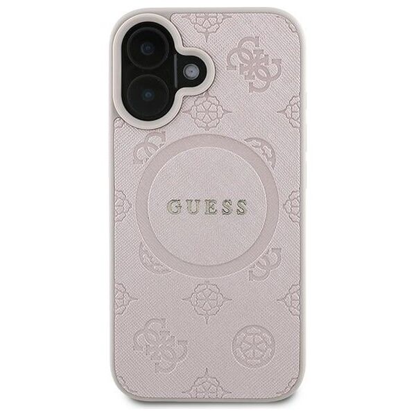 Guess case for iPhone 16 Plus 6,7&quot; GUHMP16MPSAPSMEP pink hardcase Saffiano Peony Classic Logo MagSafe 3666339328108