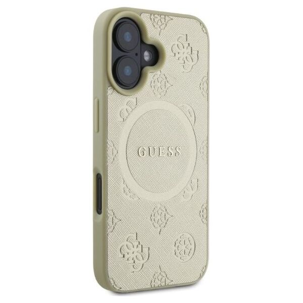 Guess case for iPhone 16 6,1&quot; GUHMP16SPSAPSMED gold hardcase Saffiano Peony Classic Logo MagSafe 3666339327941