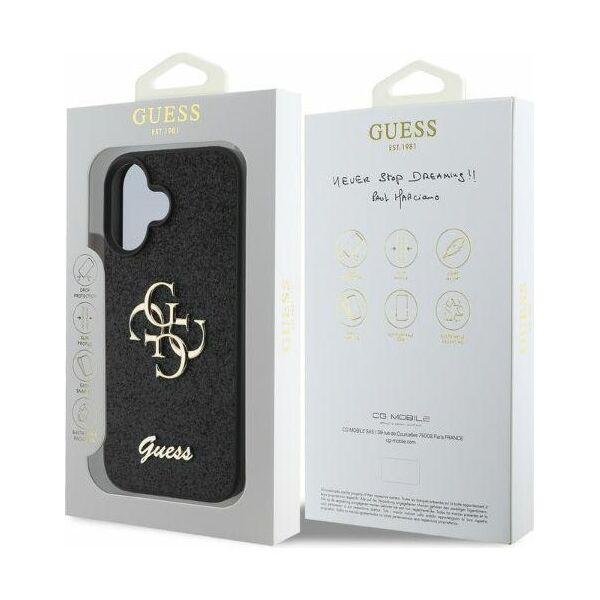 Guess case for iPhone 16 6,1&quot; GUHCP16SHG4SGK black hardcase Fixed Glitter Big 4G 3666339328443