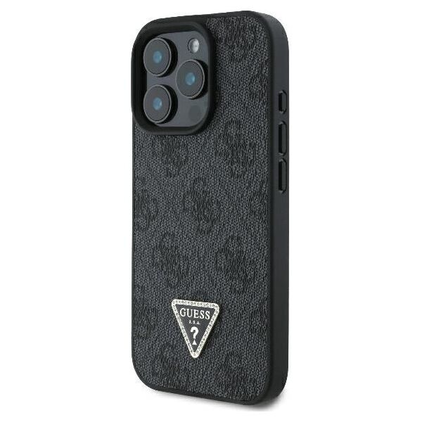 Guess case for iPhone 16 Pro 6,3&quot; GUHCP16LP4TDPK Leather 4G Triangle Strass black MagSafe 3666339327385