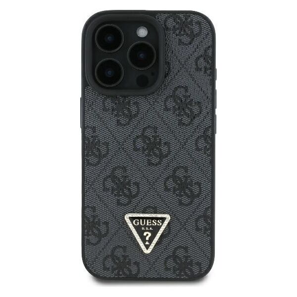 Guess case for iPhone 16 Pro 6,3&quot; GUHCP16LP4TDPK Leather 4G Triangle Strass black MagSafe 3666339327385