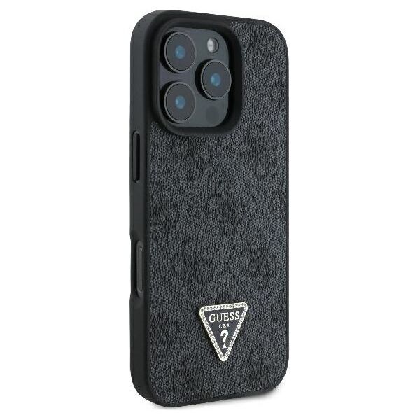 Guess case for iPhone 16 Pro 6,3&quot; GUHCP16LP4TDPK Leather 4G Triangle Strass black MagSafe 3666339327385