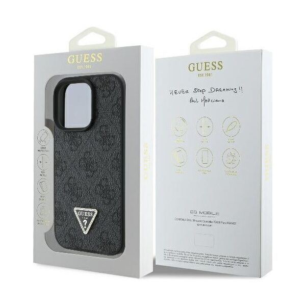 Guess case for iPhone 16 Pro Max 6,9&quot; GUHCP16XP4TDPK Leather 4G Triangle Strass black MagSafe 3666339327392