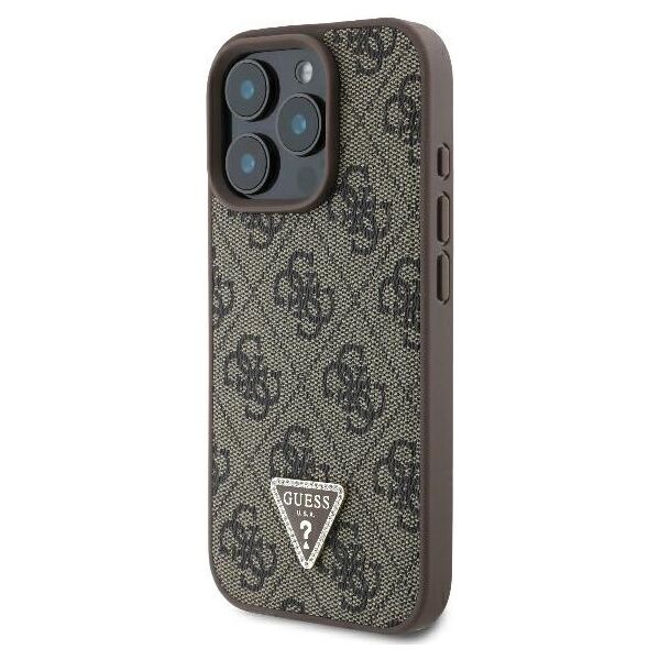 Guess case for iPhone 16 Pro 6,3&quot; GUHCP16LP4TDPW Leather 4G Triangle Strass brown MagSafe 3666339327422