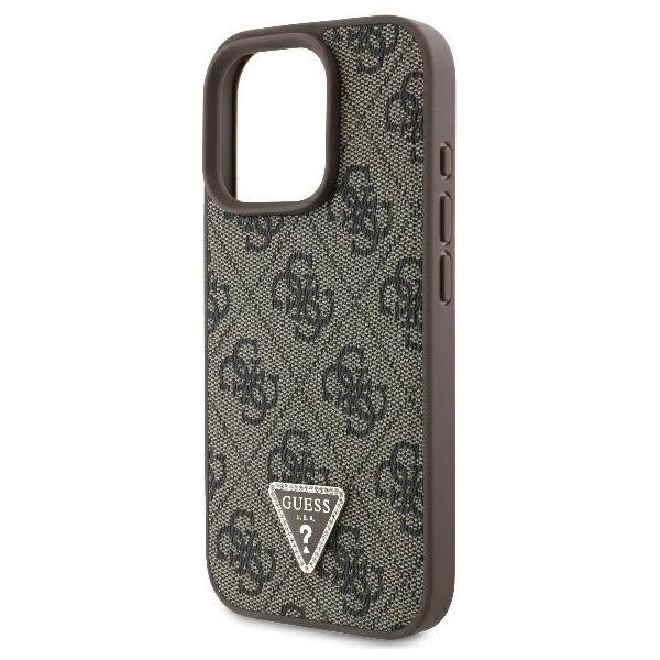Guess case for iPhone 16 Pro 6,3&quot; GUHCP16LP4TDPW Leather 4G Triangle Strass brown MagSafe 3666339327422