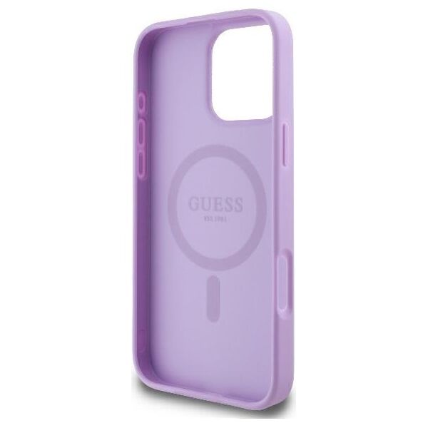 Guess case for iPhone 16 Pro Max 6,9&quot; GUHMP16XPSAPSMEU  Saffiano Peony Classic Logo purple MagSafe 3666339328276